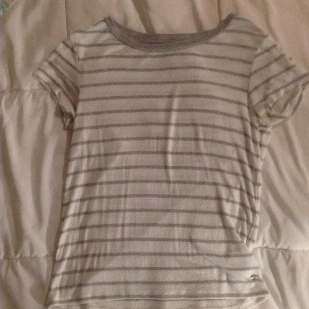 American Eagle gray and white striped top